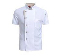 LIUHLFSR Divisa da Lavoro for Chef, Giacca Cuoco Estiva, Ristorante, Cucina, Cameriere, Camicia Bianca, Costume, Barbiere, Catering, panetteria, Tuta per Cucine, Ristoranti, Hotel(White,M)