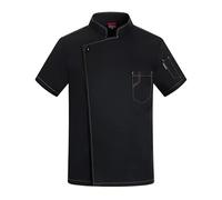 LIUHLFSR Giacca da Cuoco Nera a Maniche Corte for Uomo, Cucina, Ristorante, Divise, Camice, Estate, Cappotto, Abbigliamento Cameriere per Cucine, Ristoranti, Hotel(Blue Top with Apron,4XL)