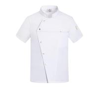 LIUHLFSR Giacca da Cuoco Nera a Maniche Corte for Uomo, Cucina, Ristorante, Divise, Camice, Estate, Cappotto, Abbigliamento Cameriere per Cucine, Ristoranti, Hotel(White Short,L)
