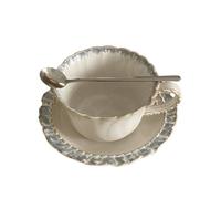 LIUHLFSR Set di piatti for tazze da caffè in ceramica 300 ml, set for e latte for tè nero pomeridiano con cucchiaio Per tutti i tipi di bevande(03)