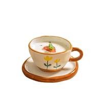 LIUHLFSR Set di tazze da caffè e piattini for la colazione in ceramica dipinta a mano con crisantemo montagna carino, latte for il tè del pomeriggio, acqua for casa Per tutti i tipi di bevande