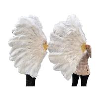 LIUHLFSR Ventagli di Piume Soffici Naturali 1/2 Pezzi 60/90 cm 75/130 Ventaglio Portatile for Feste, spettacoli, Balli, Accessori per Spettacoli di Danza, Feste, Matrimoni(White,100CM1PCS Right Hand)