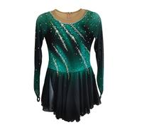 LIUHUO Abito da Pattinaggio Artistico per Bambini e Adulti, Competizione e Performance, Verde, 11-13 anni