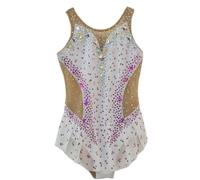 LIUHUO Body da Ginnastica Ritmica alla Moda Comodi in Rete Viola Eleganti, bianco, S