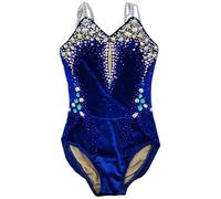 LIUHUO Body da ginnastica ritmica per ragazze in velluto blu conforme alle nuove regole abbigliamento da competizione su misura, Stile-2, M