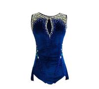 LIUHUO Body da ginnastica ritmica per ragazze in velluto blu conforme alle nuove regole abbigliamento da competizione su misura, Stile-1, 150