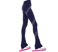 LIUHUO Donne Ragazze Pattinaggio di Figura di Ghiaccio Pratica Pantaloni Lunghi Premium Caldo Collant Pantaloni Strass Bambino Pattinaggio Leggings, Marina Militare, 4-6 Años
