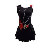 LIUHUO Ghiaccio Abito da Pattinaggio Di Figura Per Ragazze Senza Maniche Perline Pattini A Rotelle Gonna Rosso Chiaro