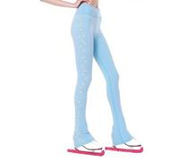 LIUHUO Pantaloni da pattinaggio di figura Ragazze Allenamento Indossare Cristalli di Qualità Nero Bambino Pattinaggio, Azzurro, 10-12 Anni