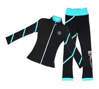 LIUHUO Set di pantaloni da pattinaggio su ghiaccio per ragazze, colore nero, per allenamento, pattinaggio