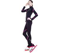LIUHUO Set di pantaloni da pattinaggio su ghiaccio per ragazze, colore nero, per allenamento, pattinaggio