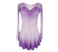 LIUHUO Vestito elegante blu per pattinaggio artistico, per ragazze e donne, vestito da competizione per danza sul ghiaccio, abbigliamento da pattinaggio, Lavanda, 11-13 anni