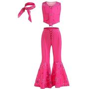 LiUiMiY Costume Barbie Ragazze Rosa Cowboy Bambina Set Uniforme 70s 80s per Halloween Carnevale Compleanno