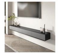 LIUJHGH Mobile TV sospeso a parete, consolle multimediale stretta in legno massello con mensola portaoggetti per spazi ridotti(Black+gray,160cm)