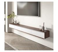 LIUJHGH Mobile TV sospeso a parete, consolle multimediale stretta in legno massello con mensola portaoggetti per spazi ridotti(Walnut+white,300cm)