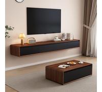LIUJHGH Mobile TV sospeso in legno massello, console moderna sottile per soggiorno o gaming(Walnut+Black,240CM)
