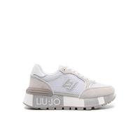 LIUJO BA4005 Amazing White Sneakers Sportive per Donna in Nabuk e Tessuto Ghiaccio con Zeppa Alta (Taglia 35)