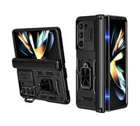 LIUKM Cover per Samsung Galaxy Z Fold 6, Custodia con Cerniera Protezione, Coperchio della Fotocamera a Scorrimento Supporto ad Anello a Ruotabile Staffa Cover per Galaxy Z Fold6 5G (Nero)