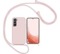 LIUKM Custodia Compatibile con Samsung Galaxy S22 5G, Custodia da Collo per Smartphone,Cover con Cordoncino da Indossare Cordino Laccio Morbido Silicone Necklace Bumper Case - Rosa