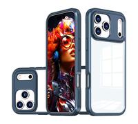 LIUKM Custodia per iPhone 17 Pro Max, con Protezione per la Camera e Antiscivolo, Resistente agli Urti e ai Graffi in TPU Morbido e PC Duro Trasparente Ibrido Cover per iPhone 17 Pro Max,Blu