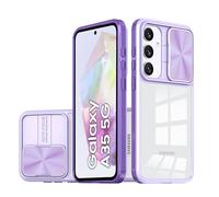 LIUKM Custodia per Samsung Galaxy A35, con Protezione per la Camera e Antiscivolo, Resistente agli Urti e ai Graffi in TPU Morbido e PC Duro Trasparente Ibrido Cover,Viola