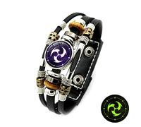 LIUL Luminoso Genshin Impact Bracciale in Pelle Occhio di Dio Vento Tuono Fuoco Rock Ice Element Snap Button Braccialetti Gioielli Regalo