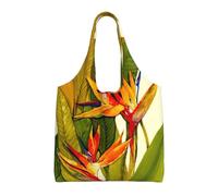 Liulannq Borsa in tela monospalla con uccello tropicale del paradiso, borsa di protezione ambientale colorata può essere riutilizzata, super resistente e lavabile.