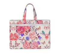 Liulannq Borse di tela con fiori e rose e farfalle, per ufficio e lavoro, per il tempo libero, kit di studio, borse di stoccaggio, super resistenti.