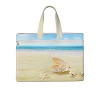 Liulannq Borse per documenti in tela con conchiglie e stelle marine, borse portatili per ufficio e affari, kit di studio, borse di stoccaggio, super resistenti.