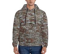 Liulannq Brick Red Stone Classic Felpa con cappuccio da uomo, con tasca frontale, felpa multi-specifica, felpa per adulti e ragazzi., Nero , M-4XL