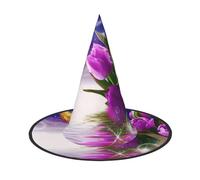 Liulannq Cappello da strega di Natale di Halloween con tulipano viola, divertente da uomo, adatto per creare l'atmosfera festiva e giochi di ruolo, attività e spettacoli.