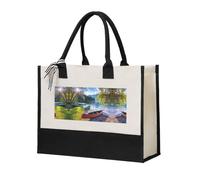 Liulannq Lago con il temperamento elegante delle donne del parco delle canoe delle barche, tela che cuce la borsa