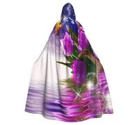 Liulannq Mantello unisex con cappuccio viola con farfalla tulipano per Halloween, costume natalizio in maschera, costume da strega vampiro per adulti, accessori squisiti.