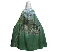 Liulannq Pesce con un'esca mantello unisex con cappuccio, costume natalizio in maschera, costume da strega vampiro per adulti, accessori squisiti.