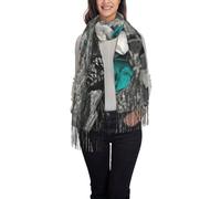 Liulannq Sciarpe delle donne di Rosa di Teal Gray in autunno ed in inverno, scialle versatile della nappa