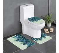 Liulannq Set di tre tappetini antiscivolo in flanella con motivo a piume di pavone, morbidi e delicati sulla pelle, assorbenti e antiscivolo, facili da pulire. Goditi ogni secondo di calore.