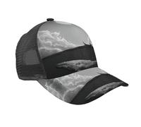 Liulannq Whale Full Moon Sunscreen, cappello da baseball in rete con grondaia curva, cappello casual in twill, universale, in tutte le stagioni. Nero