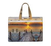 Liulannq Wild Goose By The Bridge, borse in tela, per ufficio e lavoro, per il tempo libero, kit di studio, borse di stoccaggio, super resistenti.