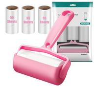 Liulbaod togli peli animali rullo, rimozione pelucchi extra appiccicoso con copertura, rimozione peli di cani e gatti, 4 ricariche 1 manico, set da 220 fogli