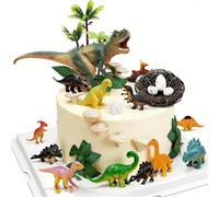 LIULINY 26 Pezzi Set Decorazioni per Torta Dinosauri, 13 X Giungla Decorazioni Torta Dinosauri, Topper Cake Compleanno, per Torta di compleanno a tema giungla e dinosauri (B)