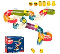 LIULINY 34 Pezzi Giochi Bagnetto per Bambini 3 Anni, Anatra Giochi Bagnetto, Giochis Bagnettos Neonato, Giocattolo Bagno con Scivolo D'acqua DIY con Ventose, Regalo per Bambine Bambini 3-6 Anni
