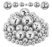 LIULINY 52 Pezzi Specchio Palle da Discoteca, Lucidi Palle da Discoteca Argentati Palla a Specchio Cake Toppers Disco Mirror Ball per Decorazione Torte Natale Matrimoni Bar Decorazioni (2,2/3/4/5 cm)