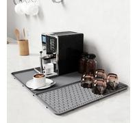 LIULINY Tappetino Caffe 2 in 1, 60x40 cm Tappetino Macchina Caffe Antiscivolo Resistente al Calore, Facile da Pulire Applicabile Cucina per Tappetini Lavello Cucina (Grigio)