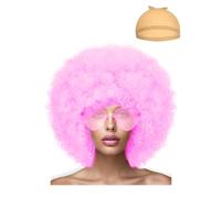 LIULIUBTY Parrucche corte a caschetto dritto con frangia piatta, sintetica, colorata, per cosplay, uso quotidiano e feste, da donna, con cuffia per parrucca da 30,5 cm, naturale come reale (afro, rosa