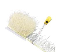 LiuliuBull 1 Meter Natural Ostrich Feather Fringe Trim - 8-10cm Colored Fluffy Feathers for Dress Sewing, Clothes Decor, and Party Decoration(Milk Yellow)