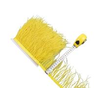 LiuliuBull 1 Meter Natural Ostrich Feather Fringe Trim - 8-10cm Colored Fluffy Feathers for Dress Sewing, Clothes Decor, and Party Decoration(yellow)