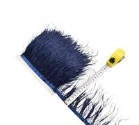 LiuliuBull 1 Meter Natural Ostrich Feather Fringe Trim - 8-10cm Colored Fluffy Feathers for Dress Sewing, Clothes Decor, and Party Decoration(Navy)