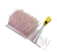 LiuliuBull 1 Meter Natural Ostrich Feather Fringe Trim - 8-10cm Colored Fluffy Feathers for Dress Sewing, Clothes Decor, and Party Decoration(Leather pink)