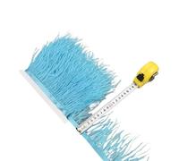 LiuliuBull 1 Meter Natural Ostrich Feather Fringe Trim - 8-10cm Colored Fluffy Feathers for Dress Sewing, Clothes Decor, and Party Decoration(Sky Blue)