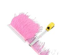 LiuliuBull 1 Meter Natural Ostrich Feather Fringe Trim - 8-10cm Colored Fluffy Feathers for Dress Sewing, Clothes Decor, and Party Decoration(Dark pink)